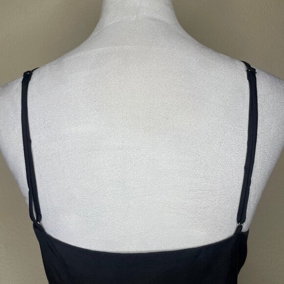 Zara Women's Black Draped Sleeveless Adjustable Strap Midi Dress Sz Medium - Picture 7 of 13